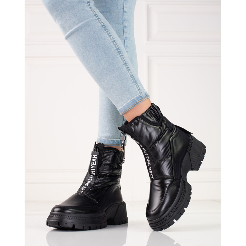 Botas de neve pretas femininas na plataforma Shelovet preto 1