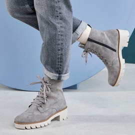 Bota plataforma cinza quente Rieker X5701-40 para mulher confortável 2