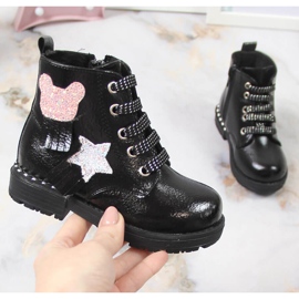 Botas isolantes pretas brilhantes para meninas Potocki preto 1