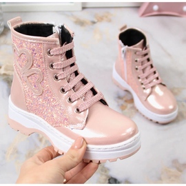 Botas de menina, envernizado e isolado rosa Potocki 1