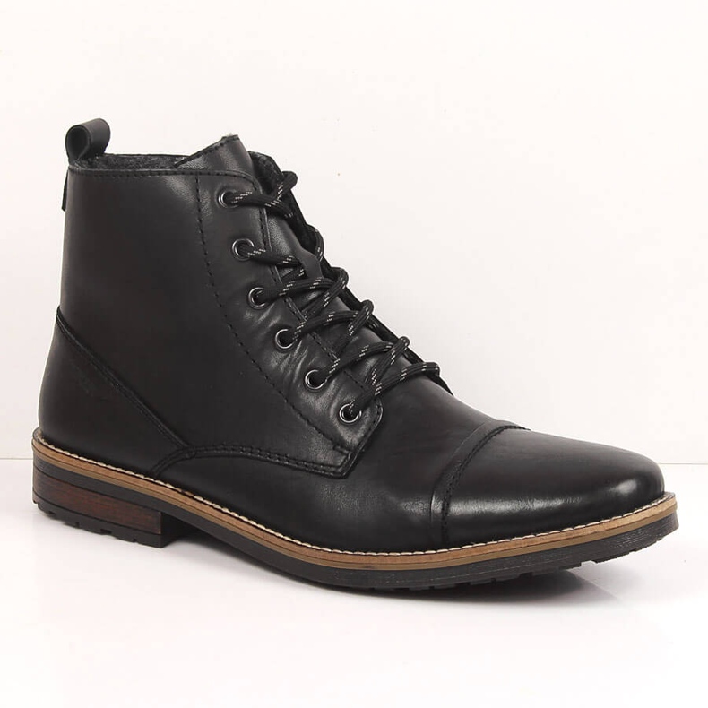 Botas de couro isoladas Rieker 33205-00 pretas para homem preto 1