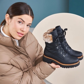 Botas de mulher Rieker 72630-00 pretas com pelo preto 1 Botas de mulher Rieker 72630-00 pretas com pelo preto 1