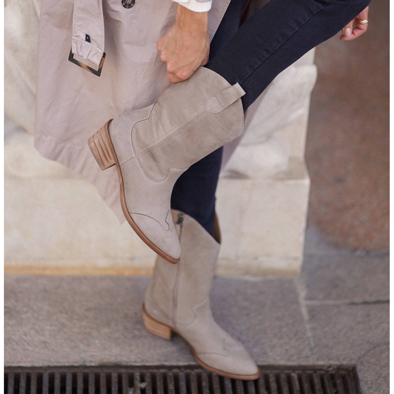 Marco Shoes Botas bege de couro natural 2