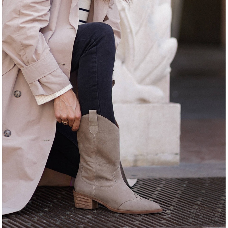 Marco Shoes Botas bege de couro natural 1