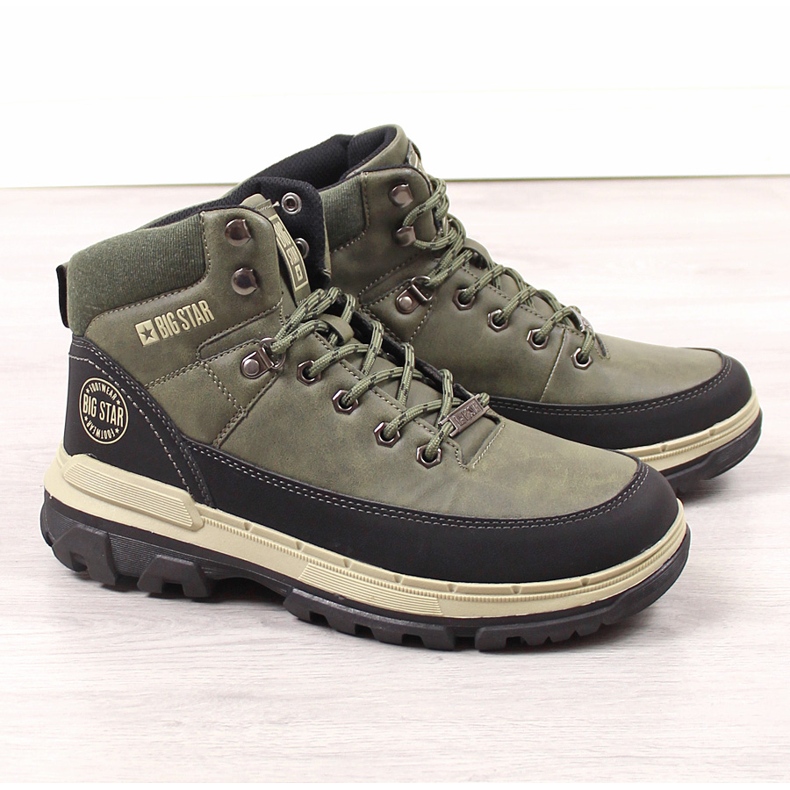 Botas de caminhada Khaki Big Star KK174119 para homem cáqui verde 1