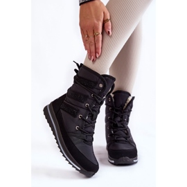 Botas de neve femininas com cadarço Progress PROGJ-22-134 preta preto 1