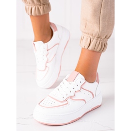 SHELOVET tênis feminino branco rosa 2