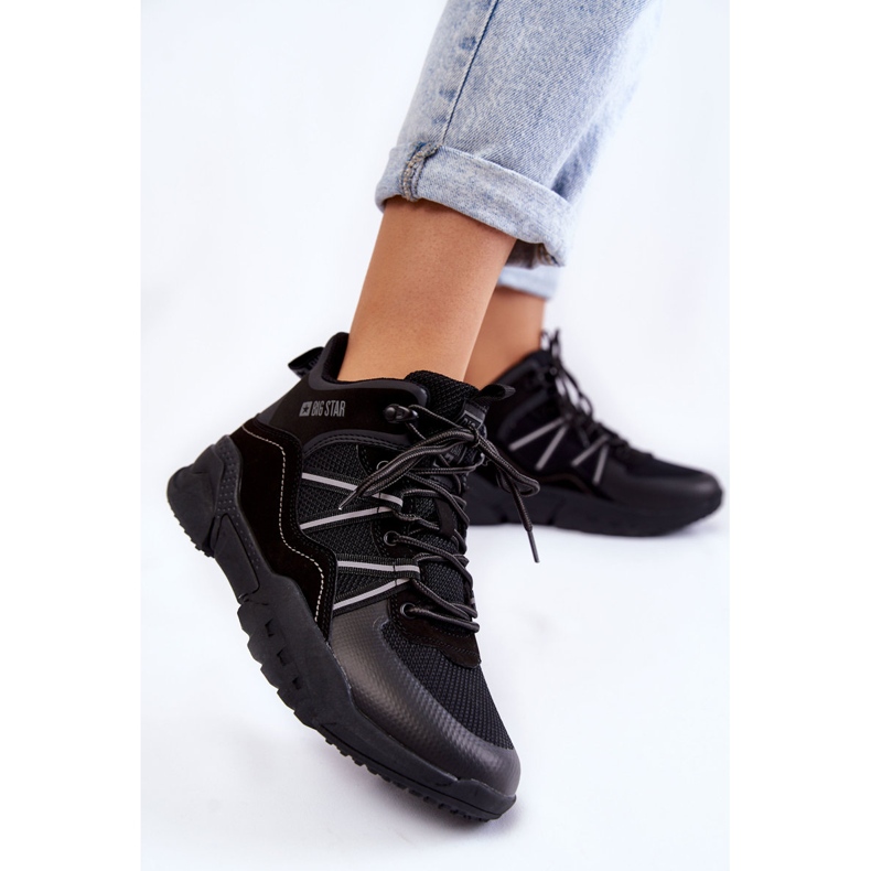 Botas femininas de caminhada espuma com memória Big Star KK274218 preta preto 2