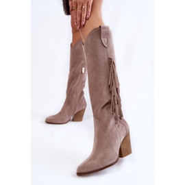Lewski Shoes Botas de cowboy femininas de camurça Lewski 3094 / F cinza 2