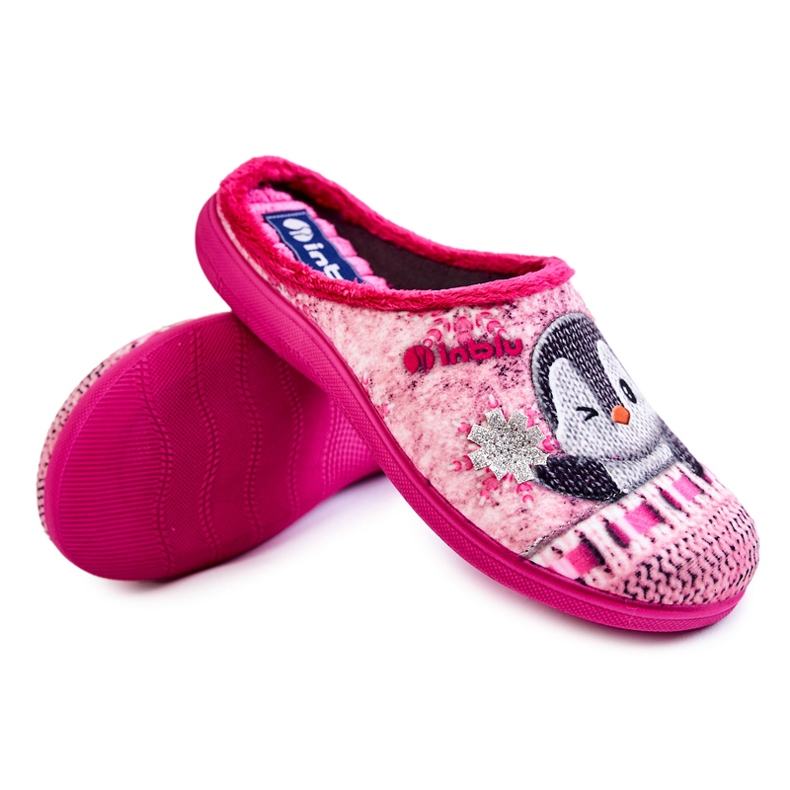 Chinelos femininos femininos pinguins inblu EC-81-023 rosa 1