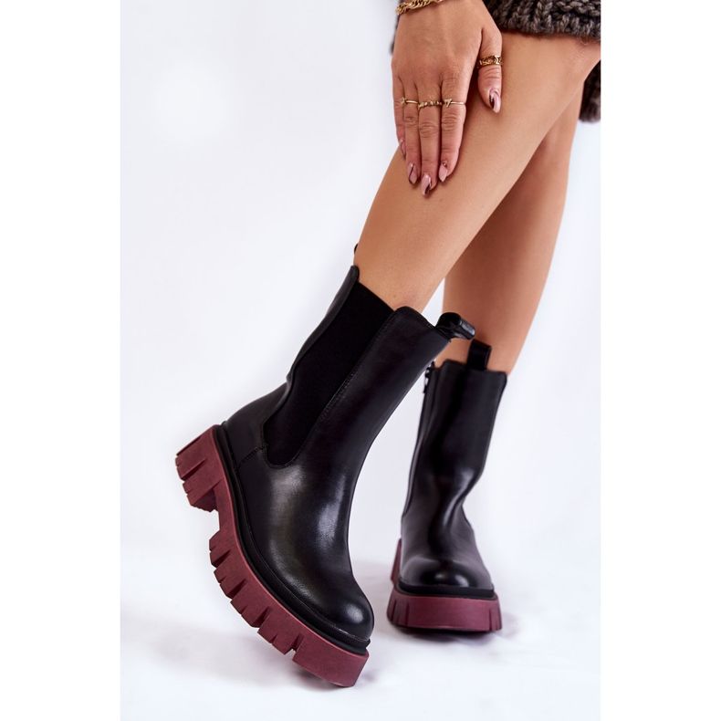 Botas de Trabalhadores de Plataforma Feminina Black-Claret Aliana preto 1