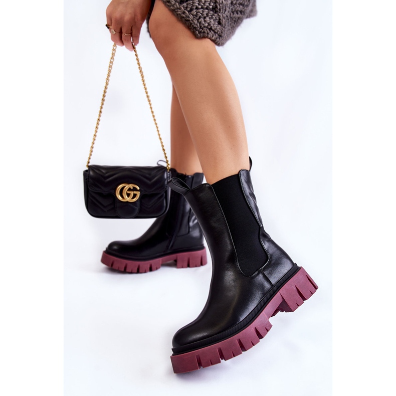Botas de Trabalhadores de Plataforma Feminina Black-Claret Aliana preto 2