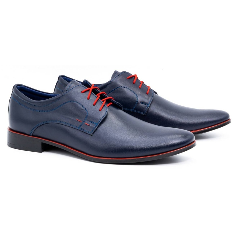 Olivier Sapatos formais de couro masculino 277 azul marinho 2
