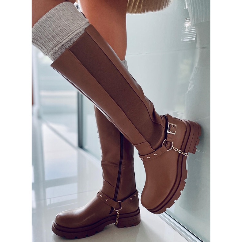 BM Botas de montaria femininas Yuna Camel castanho 1
