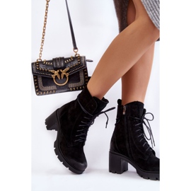 PL5 Botas femininas de camurça com salto alto preto Rea 2