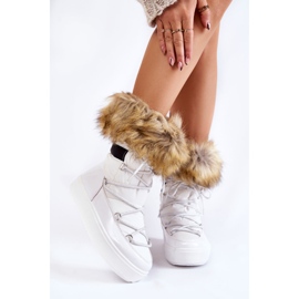 Botas de neve femininas Shannon brancas com cadarço branco 1