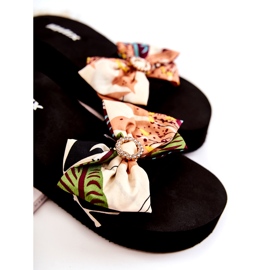 WJ1 Chinelos femininos de cunha de espuma Silana bege preto multicolorido 2