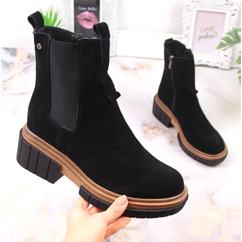 Botins de couro e camurça para mulher com isolamento preto Filippo 1 Botins de couro e camurça para mulher com isolamento preto Filippo 1