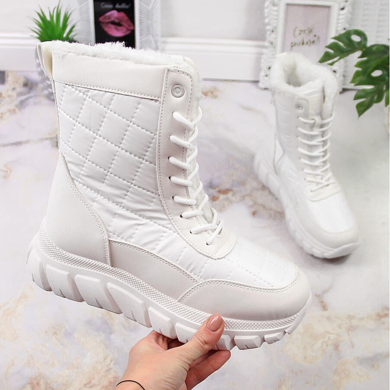 Botas de neve altas de mulher com pêlo, branco Vinceza 1