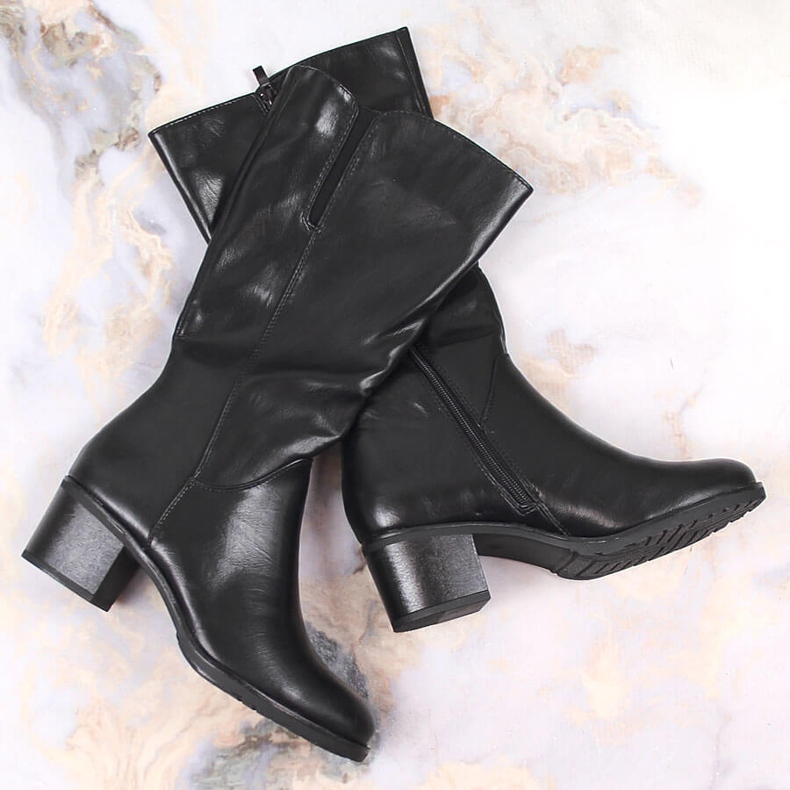 Botas femininas de salto alto com elástico Jezzi preto 1 Botas femininas de salto alto com elástico Jezzi preto 1