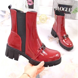 Botas lacadas em bloco e plataforma com corrente, Potocki vermelho quente 1 Botas lacadas em bloco e plataforma com corrente, Potocki vermelho quente 1