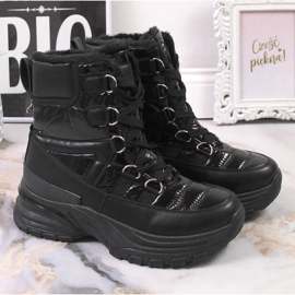 Botas de neve de mulher com atacadores preto metálico Potocki 1