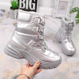 Botas de neve de mulher com atacadores prateado metalizado Potocki prata 1