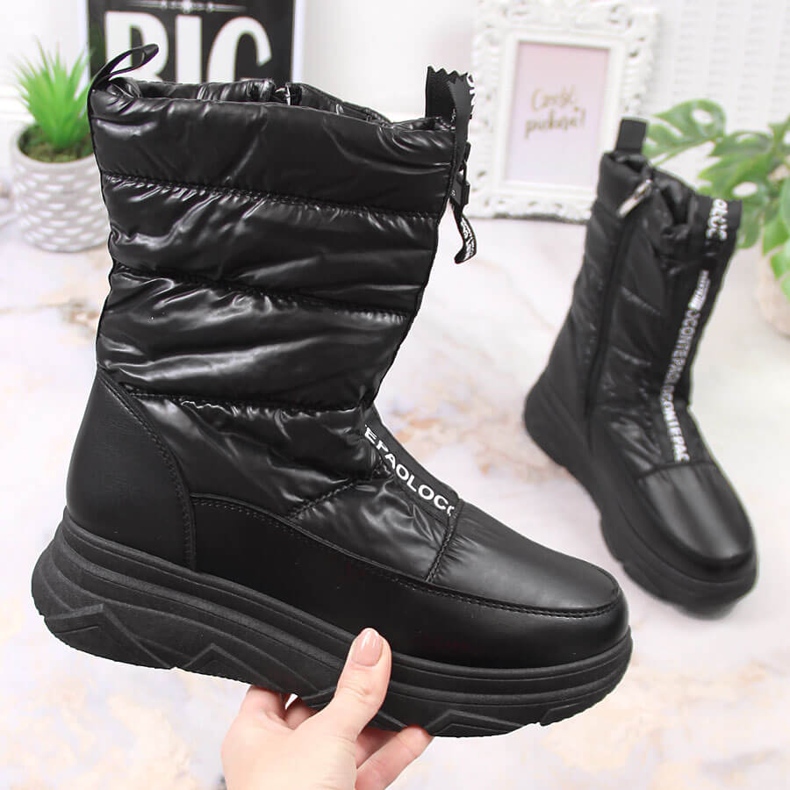 Botas de neve femininas com zíper preto Potocki 1