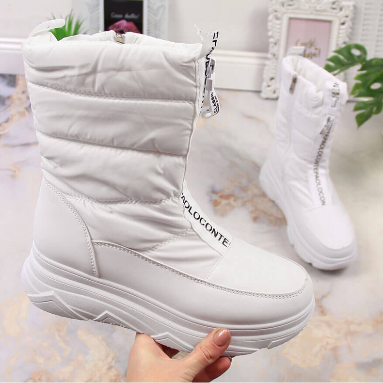 Botas de neve femininas com zíper, branco Potocki 1