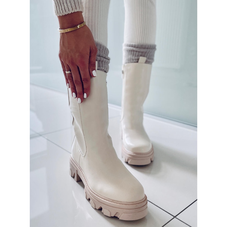 BM Botas Chelsea de cano alto Parade Bege 2