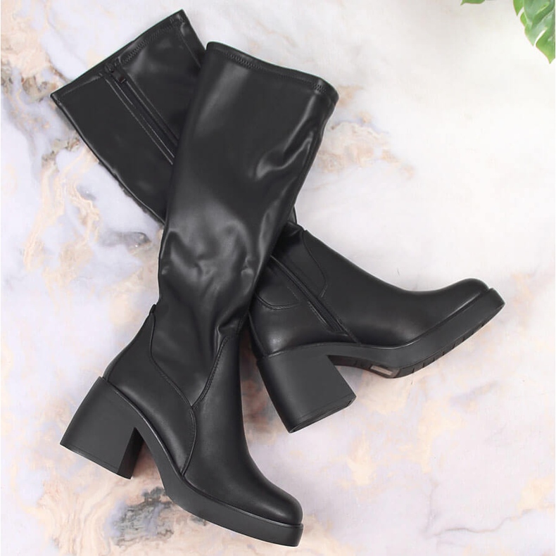 Botas femininas pretas de salto alto com isolamento Sergio Leone preto 1