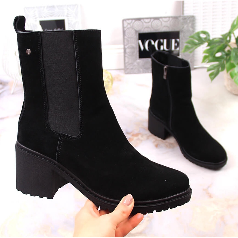 Botas de couro de camurça Jodhpur no poste, isolamento preto Filippo 1