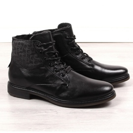 Botas masculinas de couro preto Bugatti KK153008 1