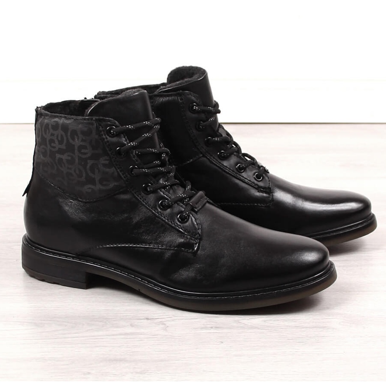 Botas masculinas de couro preto Bugatti KK153008 1