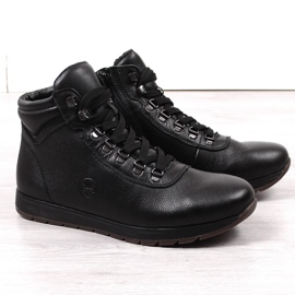 Black Rieker 18301-00 botas altas de couro preto com isolamento para homens 1