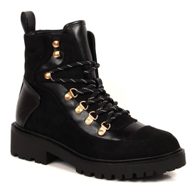 Botas quentes de mulher eVento pretas com atacadores preto 1