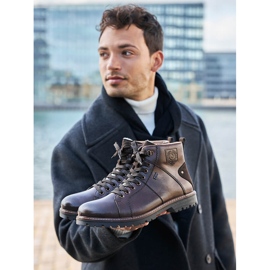 Botas de inverno impermeáveis ​​para homens isoladas com lã de ovelha Rieker F3602-25 castanho 1