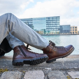 Botas de inverno impermeáveis ​​para homens isoladas com lã de ovelha Rieker F3602-25 castanho 2