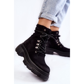 Botas quentes de couro com cadarço pretas Merisha preto 2