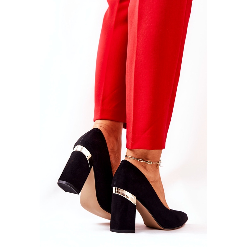 Camurça feminina Bombas Lewski 3117 Black preto 3