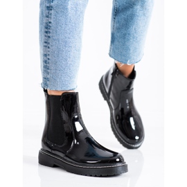 SHELOVET Botas Lacadas Com Pele preto 2