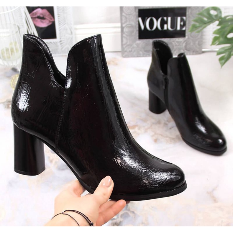 Botas lacadas no poste isolado Jezzi W JEZ385A preto 1