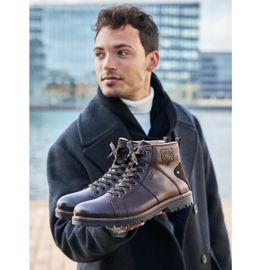 Botas de inverno impermeáveis ​​isoladas com lã de ovelha Rieker M RKR553 marrom 2