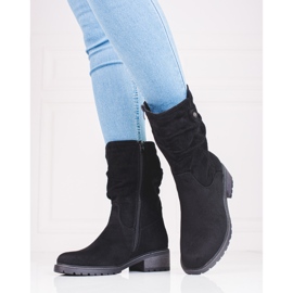 Botas shelovet de mulher de camurça alta preto 1