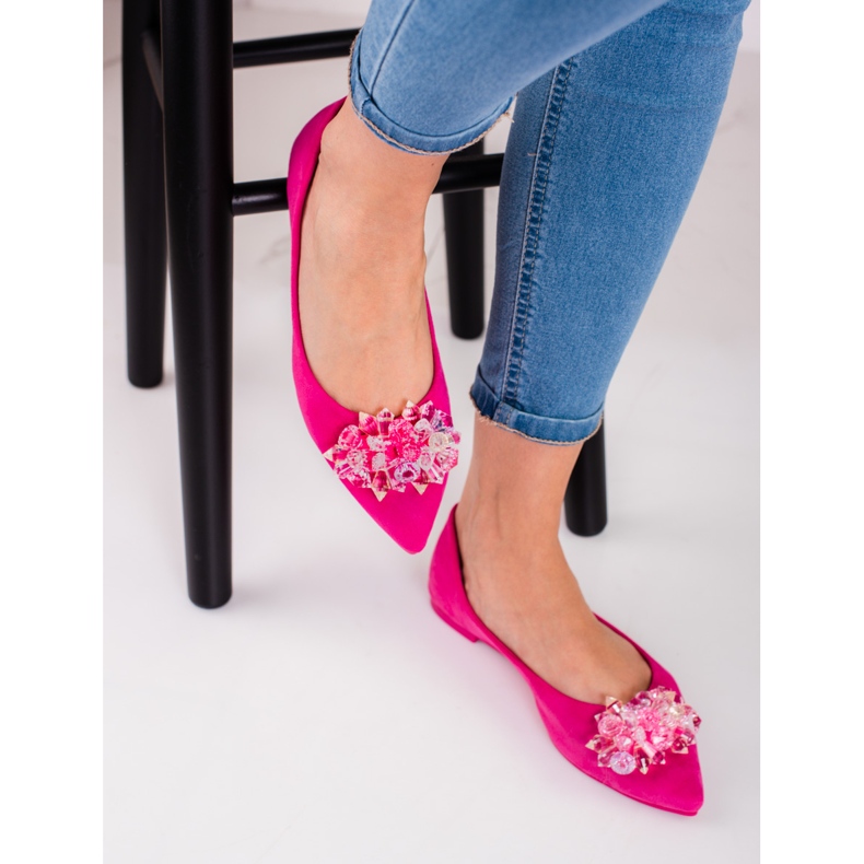 Bailarinas femininas com cristais shelovet rosa 2