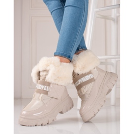 Botas de neve de mulher com elástico shelovet bege 1 Botas de neve de mulher com elástico shelovet bege 1
