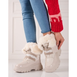 Botas de neve de mulher com elástico shelovet bege 2 Botas de neve de mulher com elástico shelovet bege 2