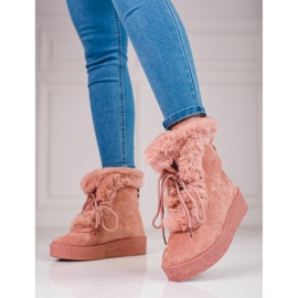 Botas de neve femininas na plataforma shelovet rosa 1