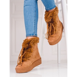 Botas de neve femininas na plataforma shelovet marrom 1