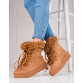 Botas de neve femininas na plataforma shelovet marrom 2